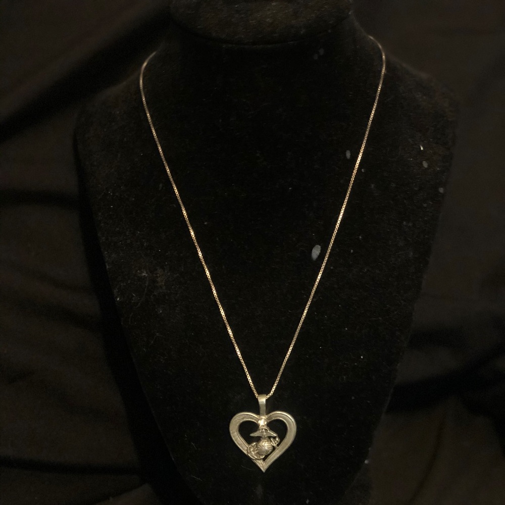 USMC Marine Corps heart necklace